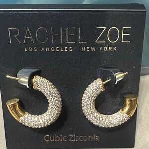 Rachel Zoe Gold and Silver Cubic Zirconia Hoop Earrings